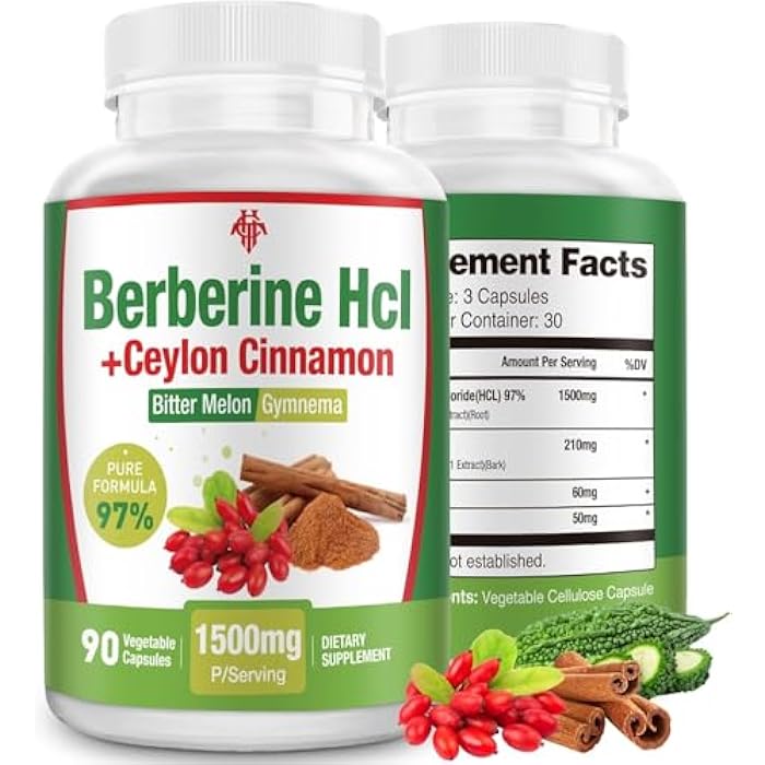 CHANUBITO Berberine Supplement 1500mg - Premium Berberine HCl 97% Purity Berberine Plus Pure Ceylon Cinnamon, High Potency Berberine for Men Women, Non-GMO Vegan - Image 1