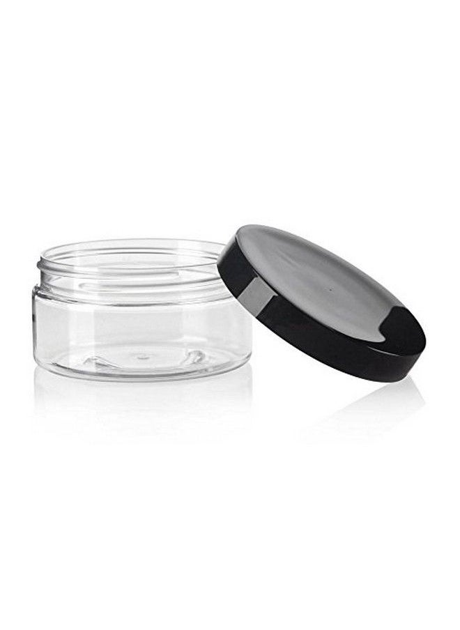 ericotry Clear Pet Plastic (Bpa Free) Refillable Low Profile Jar 8 Oz / 250Ml Empty Cosmetic Containers Cases With Black Lid For Lip Balm Make Up Eye Shadow Powder Cream Lotion Bottle Food Bottle (6 Pack)  - Image 3