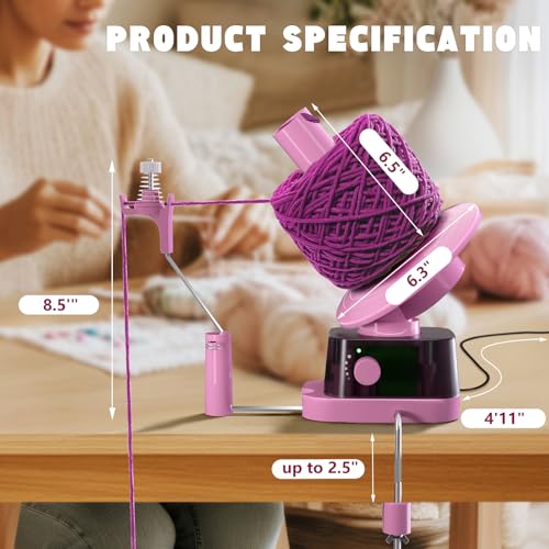 Zappyway Yarn Winder Electric Yarn Ball Winder for Crocheting Efficiently Cake with Strong Tension Adjustable Speed Up to 13 oz Automatic Spinner Wool for Knitting Enthusiast Pink - Image 3