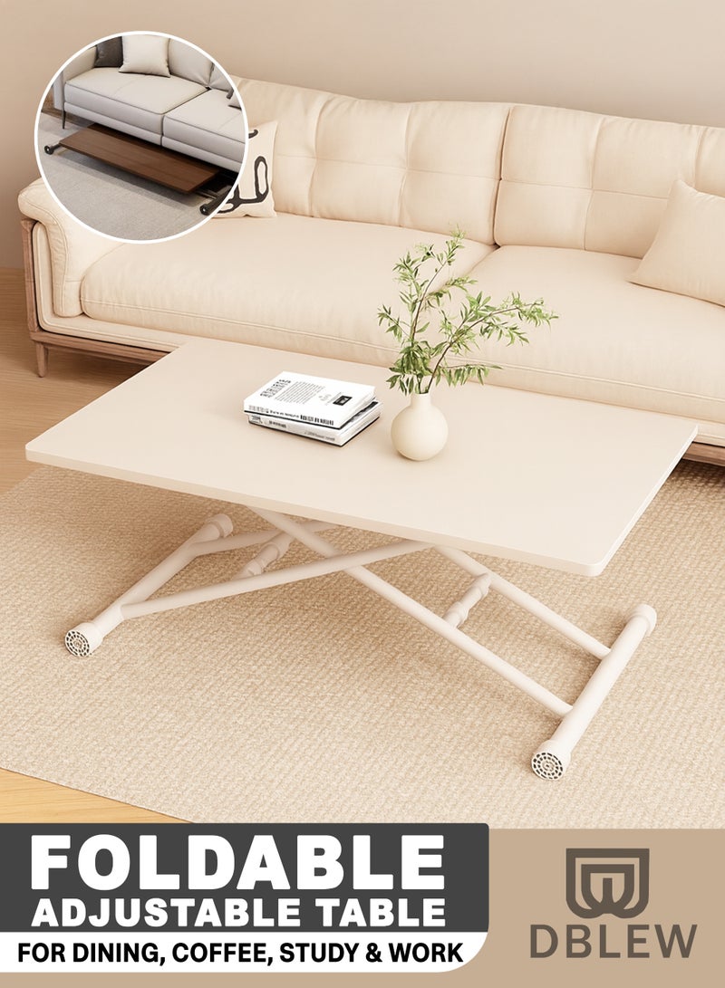 DBLEW Foldable Adjustable Dining Coffee Study Table 90×60 cm – Portable Wooden Laptop Desk with Metal Frame, Space-Saving Home Office Table - Image 1