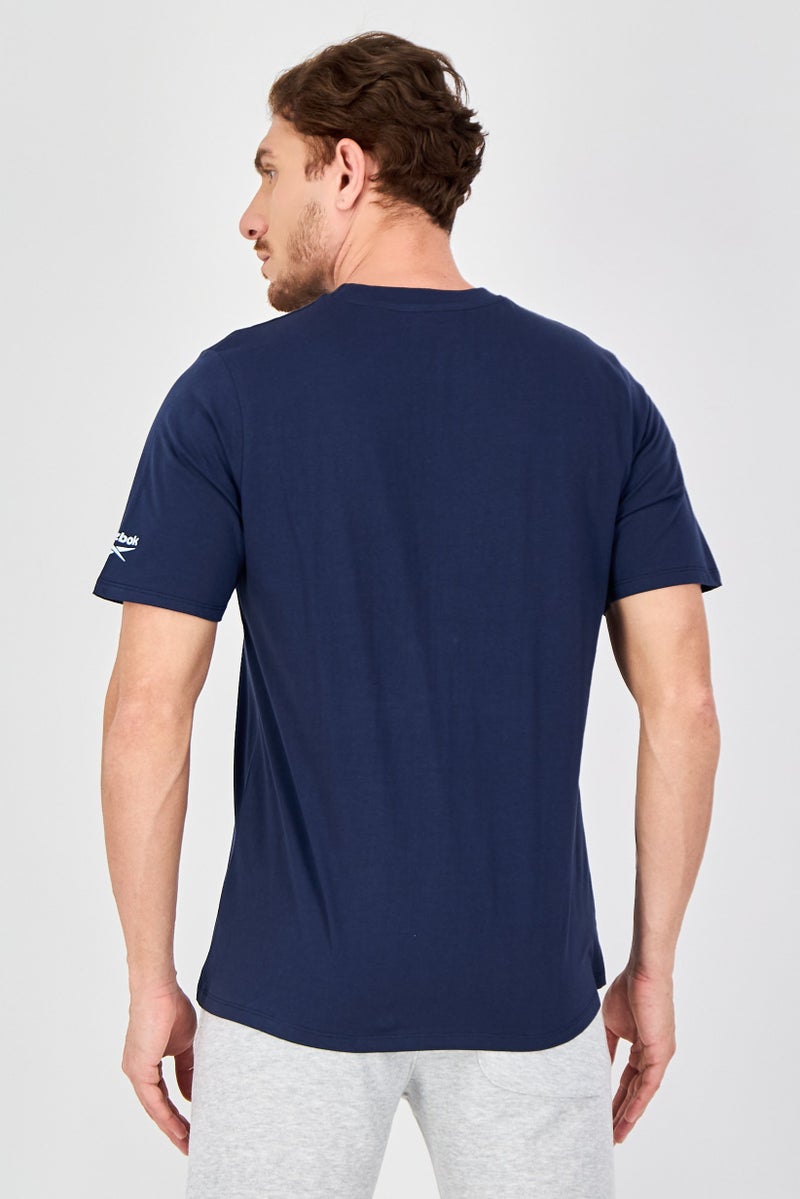 Reebok Men Sportswear Fit Short Sleeve Outdoor T-Shirt, Navy Blue - Image 3