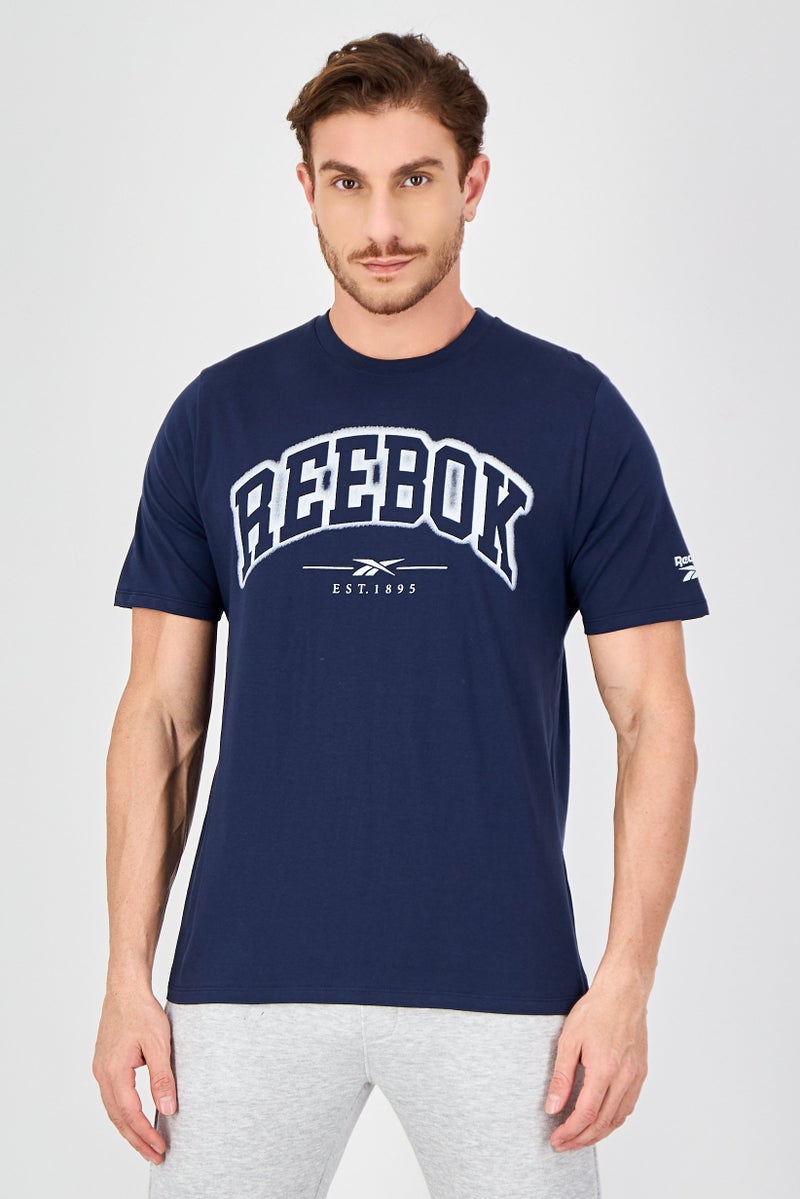 Reebok Men Sportswear Fit Short Sleeve Outdoor T-Shirt, Navy Blue - Image 1