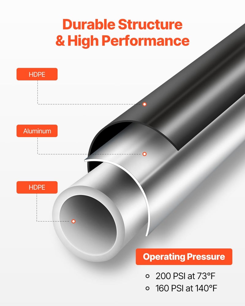 VEVOR Air Compressor Line Kit, 100FT x 3/4", HDPE-Aluminum Compressed Air Piping System, Leak-Proof, Pressure-Resistant & Easy-to-Install, Compressed Air Line Tubing Kit for Garages Workshops, Black - Image 5