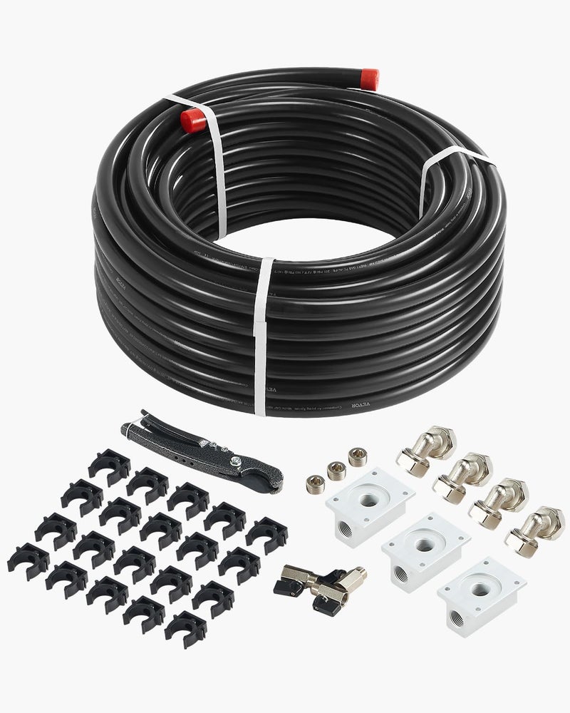 VEVOR Air Compressor Line Kit, 100FT x 3/4", HDPE-Aluminum Compressed Air Piping System, Leak-Proof, Pressure-Resistant & Easy-to-Install, Compressed Air Line Tubing Kit for Garages Workshops, Black - Image 1