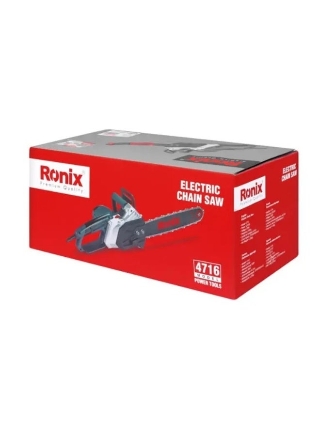 Ronix Electric Chainsaw 2200W | 40cm/16" Guide Bar | 8m/s Chain Speed | 3750 RPM | Pure Copper Motor | Auto Oil System | Rapid Heat Dissipation | Wood Cutting Saw | German Technology # Ronix 4716 - Image 3