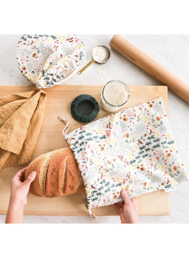 Esembly Sourdough Proofing Kit, Bread Storage Bag, Bread Proof Bowl Cover and Starter Cover - Reusable, Made with 100% TPU Washable Material - 3-Piece Set - Fantastic Fungi - Image 2