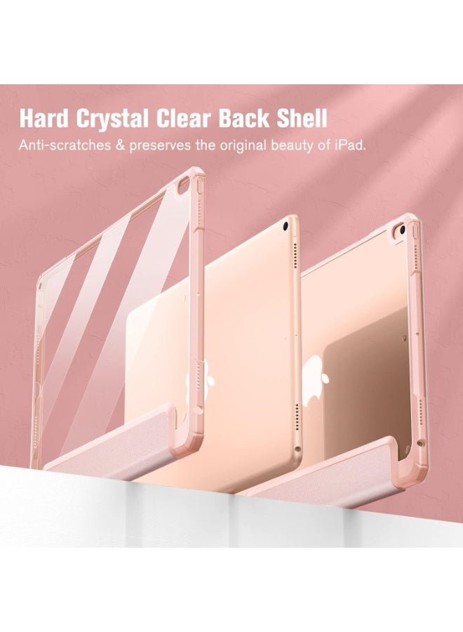 Hybrid case compatible with iPad Air 3rd generation 2019 / iPad Pro 3rd generation 2017, built-in pencil holder 10.5 inch, shockproof cover with clear transparent back cover (pink) - Image 5