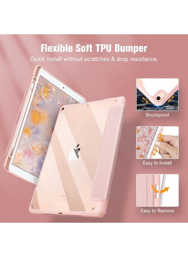 Hybrid case compatible with iPad Air 3rd generation 2019 / iPad Pro 3rd generation 2017, built-in pencil holder 10.5 inch, shockproof cover with clear transparent back cover (pink) - Image 4