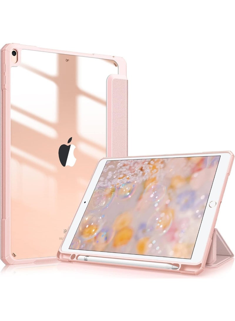 Hybrid case compatible with iPad Air 3rd generation 2019 / iPad Pro 3rd generation 2017, built-in pencil holder 10.5 inch, shockproof cover with clear transparent back cover (pink) - Image 1