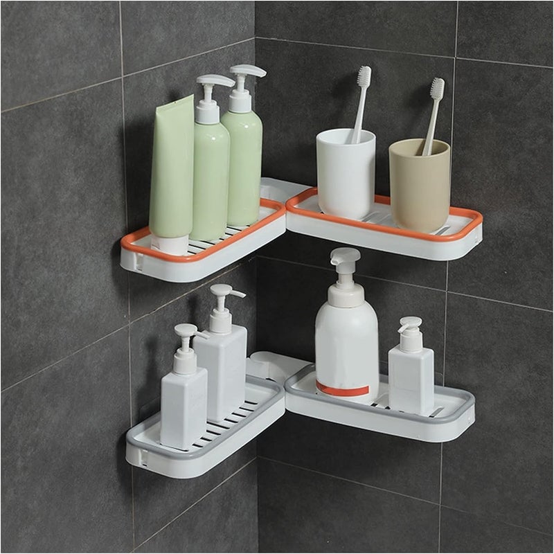 MEXONIC Wall Mounted Countertop Corner Dual Purpose Shelf 180 Degree Rotation Corner Shower Shelves Bathroom Corner Punch Free Rack Shampoo Storage Rack Holder with Suction Cup Grey ABS Plastic - Image 2