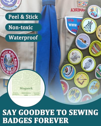 Mogseek Patch Magic Adhesive, Girl Scout Patch Adhesive Washable Double-Sided Glue for Scout Badges, Patches, Fabric, and More, Cut-to-Fit Freestyle, No Sew No Iron, 1 Pack - Image 2