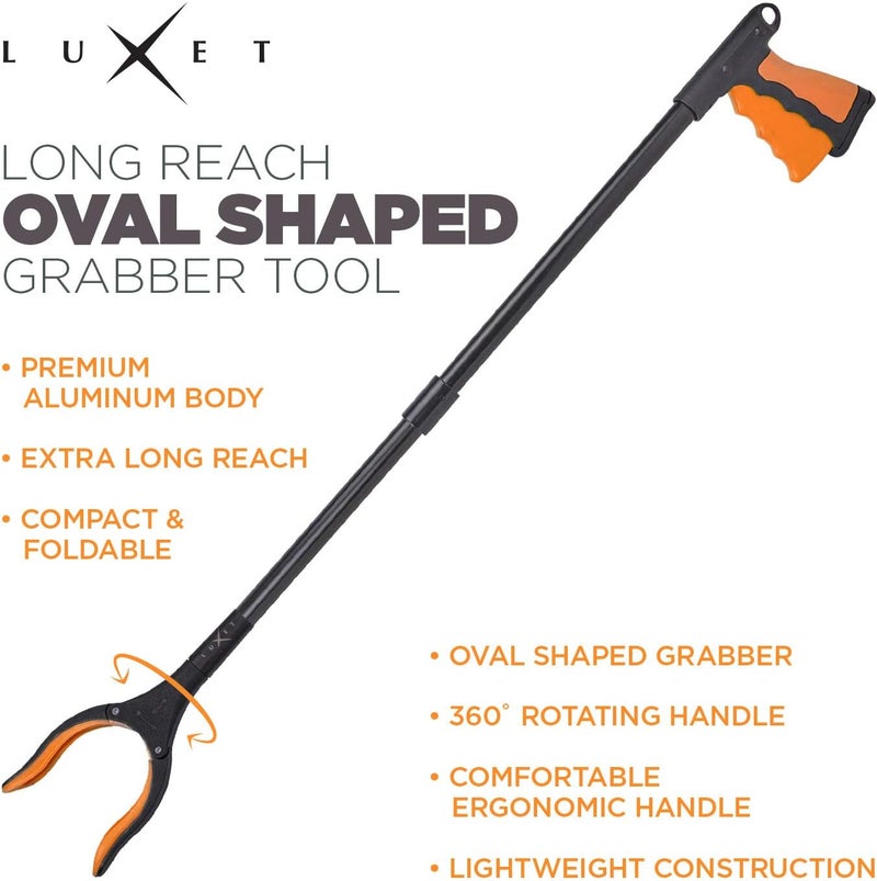 Luxet Grabber Reacher Tool - 2 Pack - Latest Version Long 32 Inch Foldable Pick Up Stick - Strong Grip Magnetic Tip Lightweight Trash Picker Claw Reacher Grabber Tool Elderly Reaching - by (Orange) - Image 3
