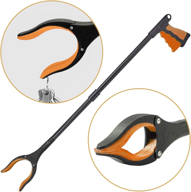 Luxet Grabber Reacher Tool - 2 Pack - Latest Version Long 32 Inch Foldable Pick Up Stick - Strong Grip Magnetic Tip Lightweight Trash Picker Claw Reacher Grabber Tool Elderly Reaching - by (Orange) - Image 2