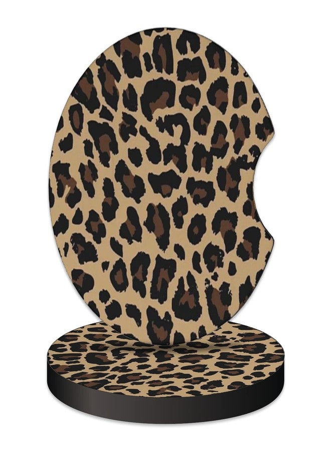 KARREAL 2 Pcs Car Cup Coasters, Brown Cheetah Print Universal Non-Slip Rubber Car Coasters for Cup Holders 2.75 inch, Car Interior Accessories for Women - Image 1