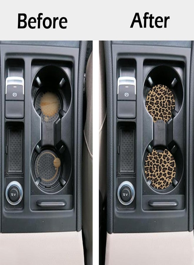 KARREAL 2 Pcs Car Cup Coasters, Brown Cheetah Print Universal Non-Slip Rubber Car Coasters for Cup Holders 2.75 inch, Car Interior Accessories for Women - Image 2