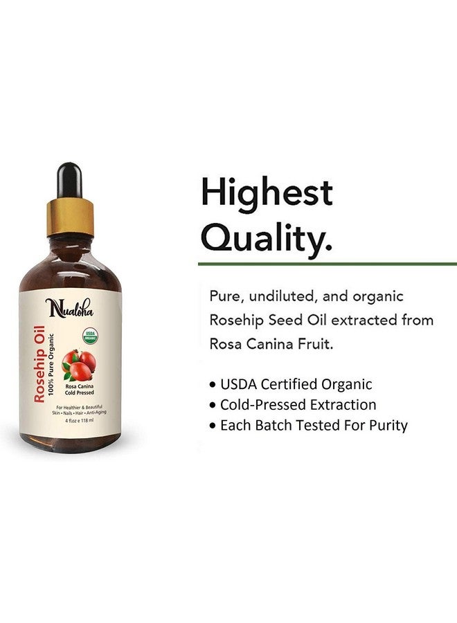 Nualoha Rosehip Seed Oil Organic Pure Cold Pressed Essential Oil For Face Glow Skin Nails Hair Body - 118 Ml - Image 5