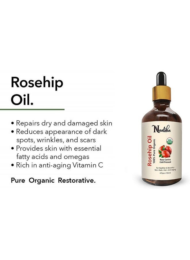 Nualoha Rosehip Seed Oil Organic Pure Cold Pressed Essential Oil For Face Glow Skin Nails Hair Body - 118 Ml - Image 4
