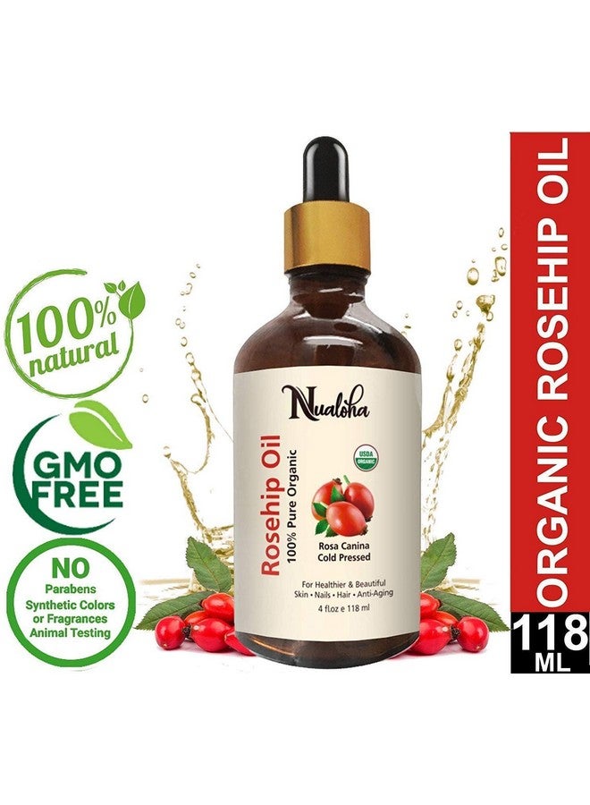 Nualoha Rosehip Seed Oil Organic Pure Cold Pressed Essential Oil For Face Glow Skin Nails Hair Body - 118 Ml - Image 2