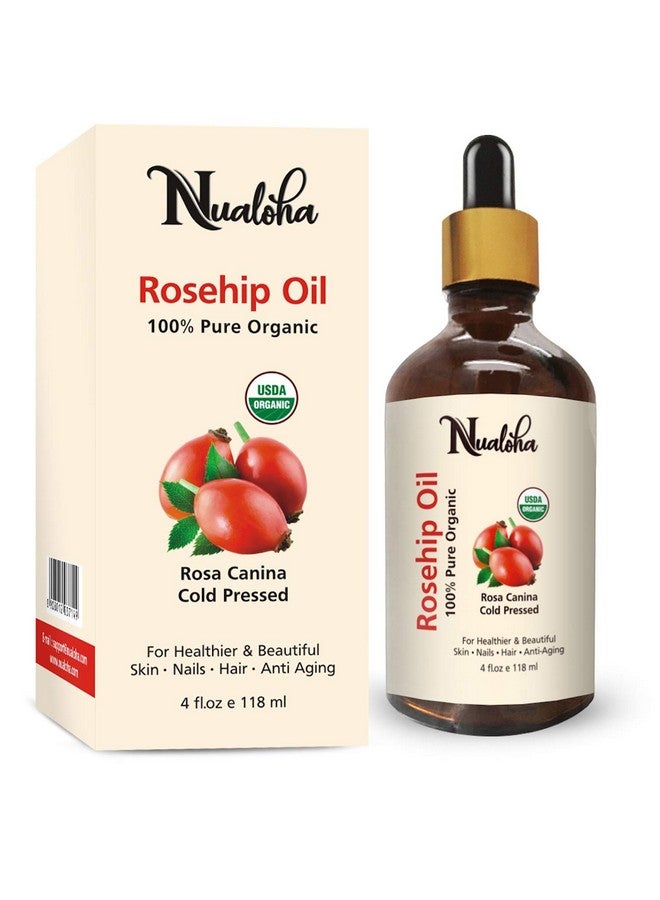 Nualoha Rosehip Seed Oil Organic Pure Cold Pressed Essential Oil For Face Glow Skin Nails Hair Body - 118 Ml - Image 1