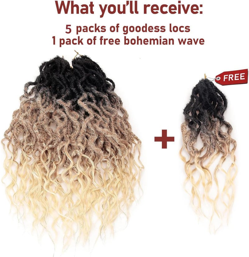 SuyiIRL Wavy Faux Locs Crochet Braid Hair Bohemian Locs 24 Inches Synthetic Dreads Ombre Braiding Hair Afro Dreadlock (24", 1b/27/613) - Image 4