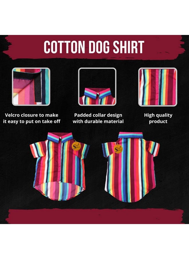 Sage Square Funky Soft Material Dog Shirt | Cool/Funky Print Pet | Soft Light Weight | Comfortable & Breathable Dog Clothing | Trendy Vest Outfit (Large - 20 Inch) (Colorfull Stripes Print)  - Image 5