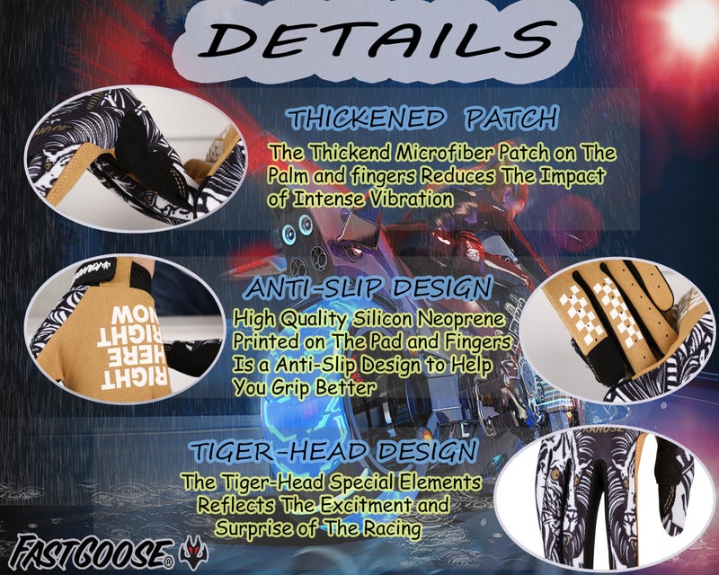 FASTGOOSE Skeleton-Paw Motorcycle Gloves for Men&Women,Cycling Glove Breathable Dirtbike Glove for ATV MTB Motocross Racing (Black0002, Large) - Image 2