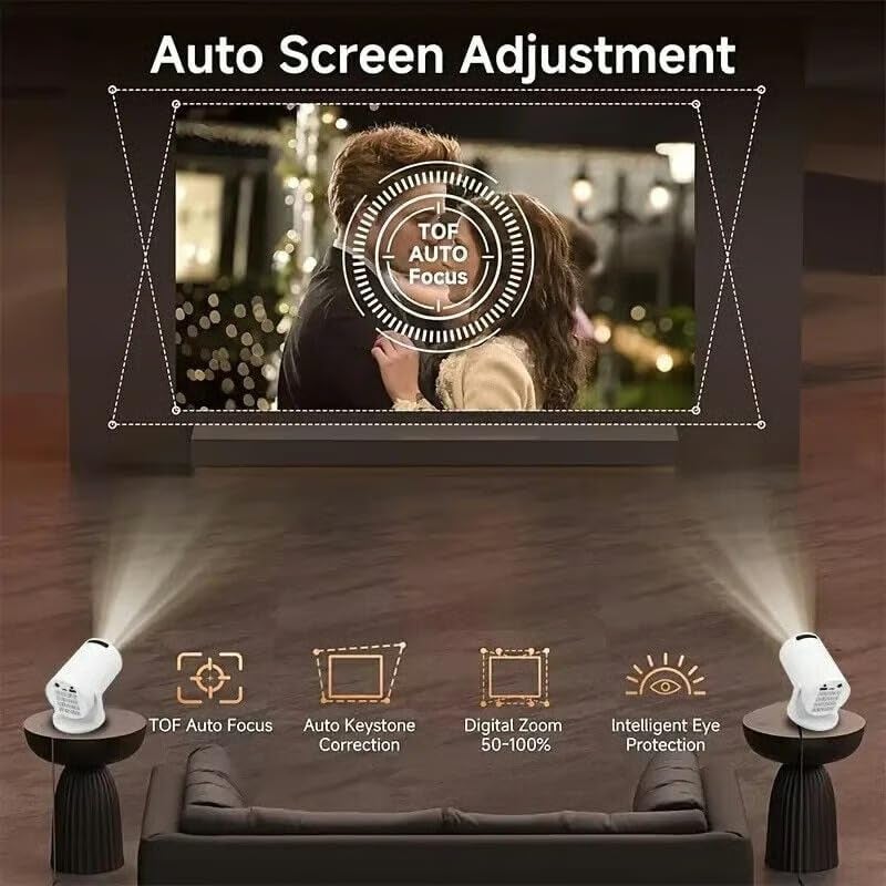 Derovan DY320 Mini Smart Projector – Native 720P (4K Compatible), Android 11, Wi‑Fi 6 & Bluetooth 5.0, Auto Keystone & 180° Rotatable Portable Projector (Black) - Image 3