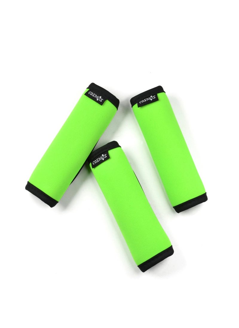 COSMOS Cosmos Pack of 3 Neoprene Luggage Handle Wrap Handle Grip Luggage Identifier for Travel Bag Luggage Suitcase Green Color 