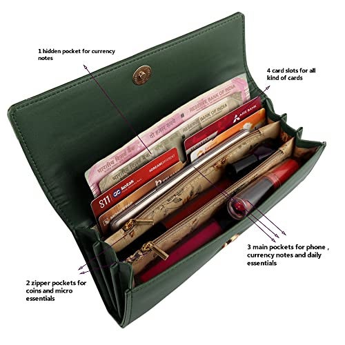 ALSU Women's Faux Leather Green Hand Wallet Clutch | Phone Pocket | 4 Card Slots (Gdu-011Grn) - Image 5