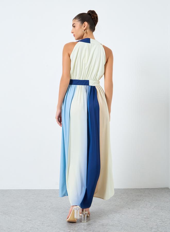 ستايلي فستان طويل بنمط كُتل الألوان - Image 5