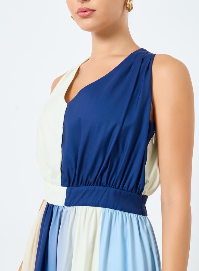 ستايلي فستان طويل بنمط كُتل الألوان - Image 4