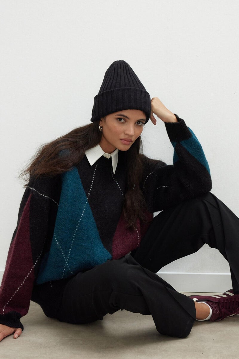 Manuka Baklava Pattern Knitwear Sweater Oil  - Image 2