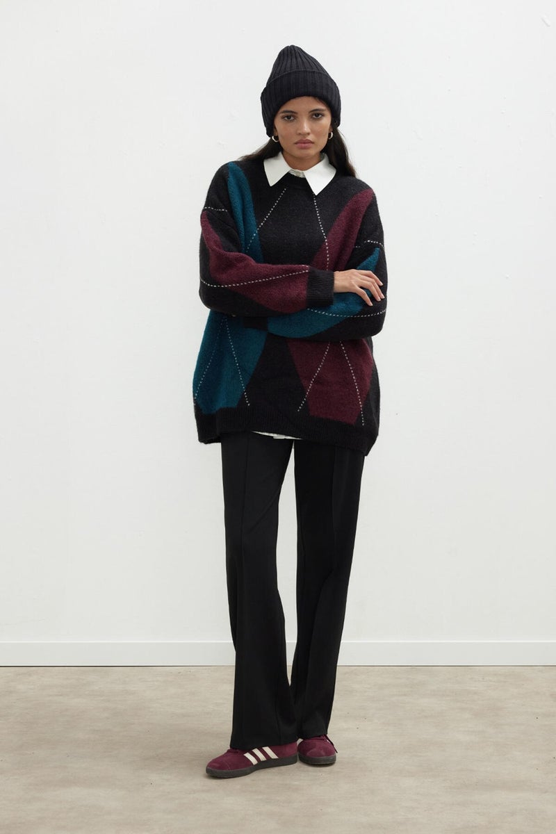 Manuka Baklava Pattern Knitwear Sweater Oil  - Image 3