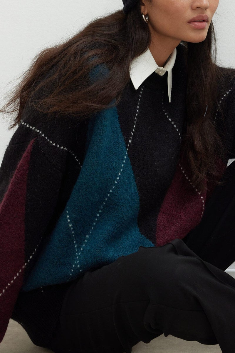 Manuka Baklava Pattern Knitwear Sweater Oil  - Image 4