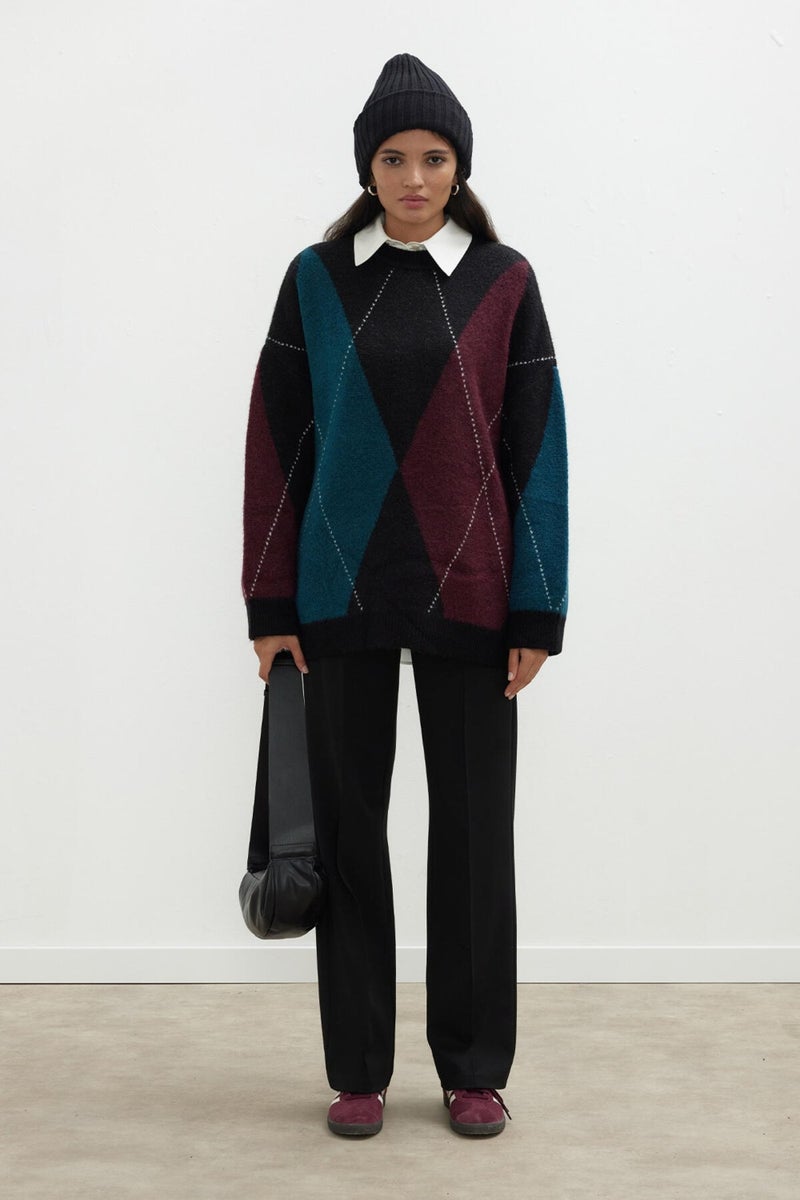 Manuka Baklava Pattern Knitwear Sweater Oil  - Image 5