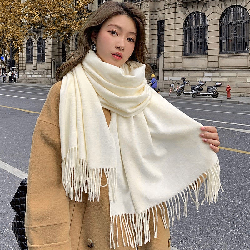 Solid Color Scarf Women'S Winter Men'S Universal Couple'S Shawl Dual-Use Warm Long Thickened Japanese Korean Style - Image 2
