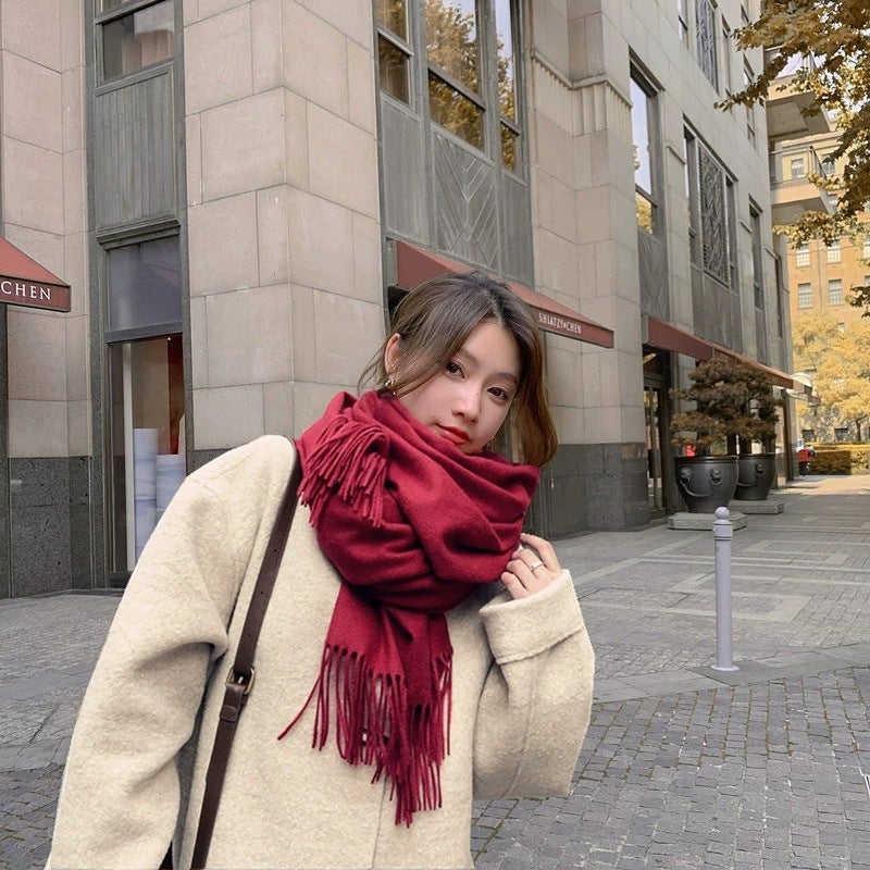Solid Color Scarf Women'S Winter Men'S Universal Couple'S Shawl Dual-Use Warm Long Thickened Japanese Korean Style - Image 4