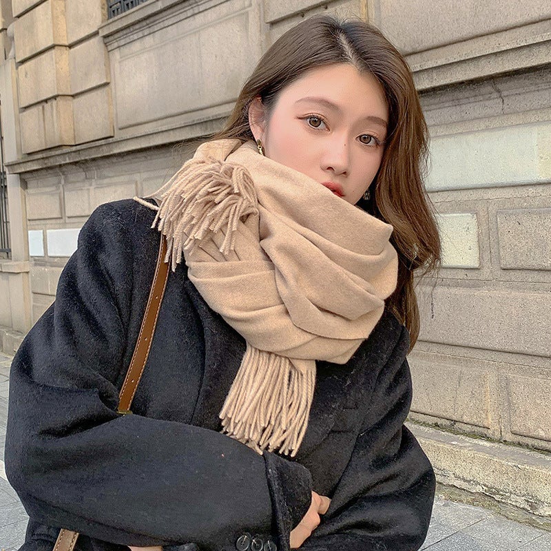 Solid Color Scarf Women'S Winter Men'S Universal Couple'S Shawl Dual-Use Warm Long Thickened Japanese Korean Style - Image 3