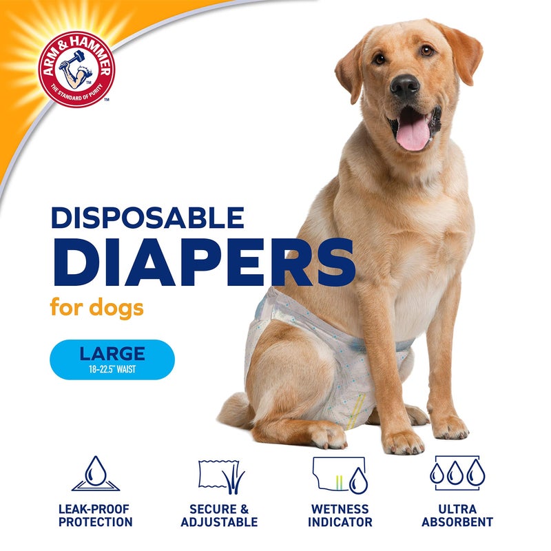 Arm & Hammer for Pets Female Dog Diapers, Size Large, Ultra-Absorbent, Adjustable Girl Dog Diapers with Leak-Proof Protection and Wetness Indicator (Pack of 1, 12 Count Total) - Image 2