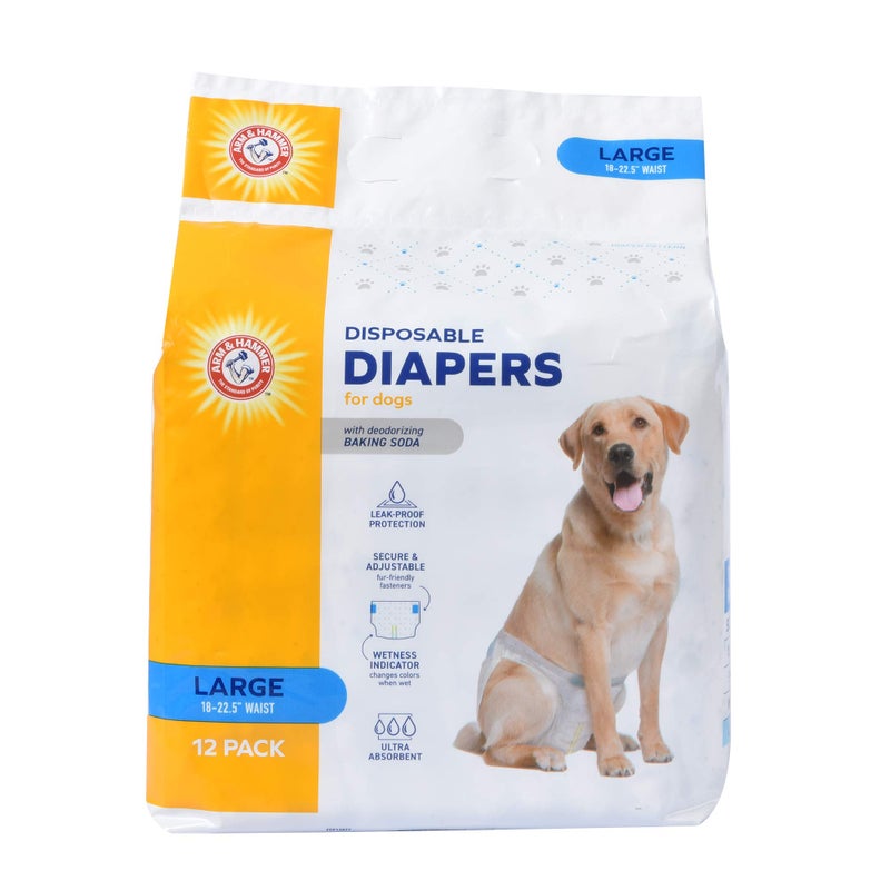 Arm & Hammer for Pets Female Dog Diapers, Size Large, Ultra-Absorbent, Adjustable Girl Dog Diapers with Leak-Proof Protection and Wetness Indicator (Pack of 1, 12 Count Total) - Image 1