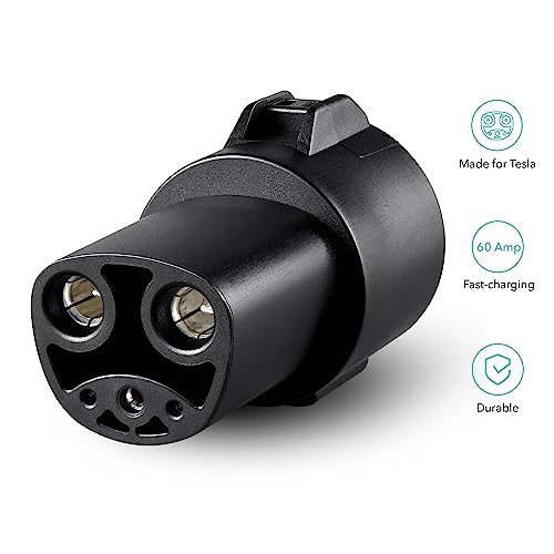 Lectron J1772 to Tesla (NACS) EV Charging Adapter 60 Amp (250V) - Compatible with Tesla Model S/3/X/Y & Cybertruck Electric Vehicles (Black) - Image 2