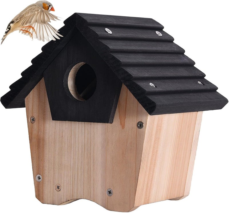 بيت طائر NATUREYLWL Bluebird للخارج، بيوت الطيور الخشبية المعلقة مع حارس ضد الحيوانات المفترسة، بيت الطيور البرية الخارجي، بيت تعشيش الطيور، مكان استراحة طيور الحديقة - Image 1