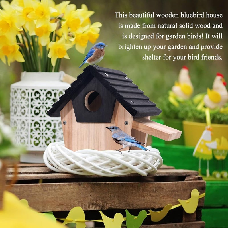 بيت طائر NATUREYLWL Bluebird للخارج، بيوت الطيور الخشبية المعلقة مع حارس ضد الحيوانات المفترسة، بيت الطيور البرية الخارجي، بيت تعشيش الطيور، مكان استراحة طيور الحديقة - Image 5