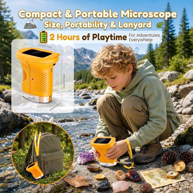 OAEBLLE 1000X Handheld Microscope for Kids, 2.0'' Screen Digital Microscope, Portable Mini Pocket Microscope, Science Toys for Kids Aged 8-12, for 3-12 Year Old Boys Girls - Image 5