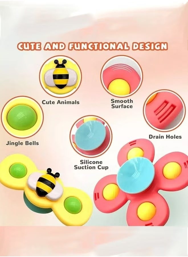 null - 3 Pack Suction Cup Spinner Toy Random Color - A - Image 1