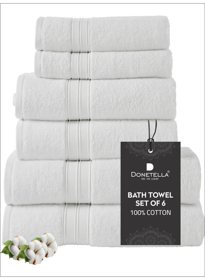 دوناتيلا قسط منشفة 6 قطع مجموعة ، 100 ٪ بتمشيط القطن 600 غسم ، ماصة للغاية ، سريعة الجافة منشفة مجموعة تشمل 2 منشفة حمام ، 2 ورقة حمام ، 2 منشفة اليد ، أفضل مجموعة للحمام رياضة ، فندق ومنتجع صحي ، أبيض