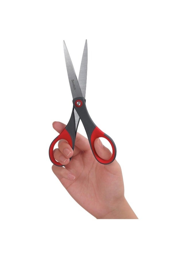 Scotch Precision Scissors 7 in (18 cm), 1 scissors/pack | Stainless Steel Blades | Red and Grey color | Ergonomic Comfort Grip | Precise Cutting | Multipurpose | Office, Home, School use | Scissors - Image 2