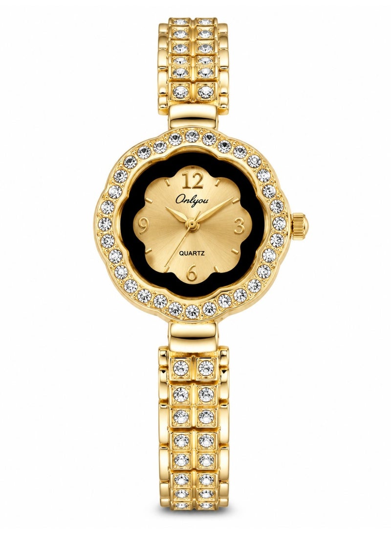 Onlyou Women’s Casual Watch, Gold Dial, Stainless Steel Material - Image 1