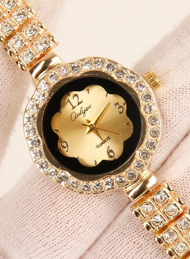Onlyou Women’s Casual Watch, Gold Dial, Stainless Steel Material - Image 2