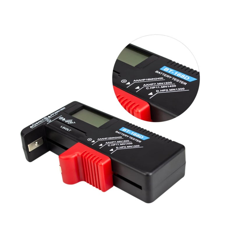 Compact LCD Digital Battery Tester For AA AAA 9V Cells Volt Checker Black Red - Image 4